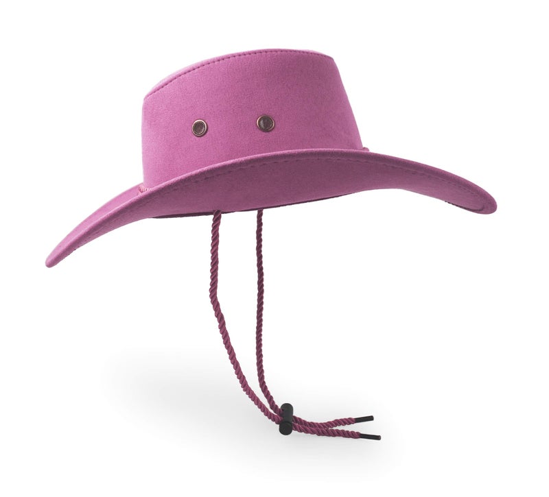 UltraKey Cowboy Hat, Sun Hat Faux Felt Leather Suede Travel Cap Western Hat Outdoor Sun Protect Pink - Image 4